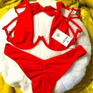 Plumeria Magnolia Bikini Red